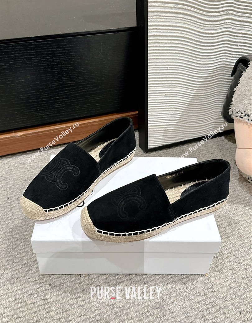 Celine Espadrilles Flats with Triomphe in Suede Black 2025 0220 (SS-250220022)