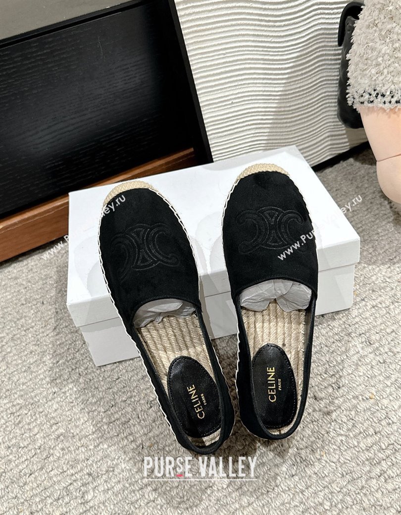Celine Espadrilles Flats with Triomphe in Suede Black 2025 0220 (SS-250220022)