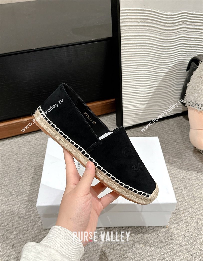 Celine Espadrilles Flats with Triomphe in Suede Black 2025 0220 (SS-250220022)