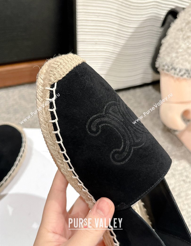 Celine Espadrilles Flats with Triomphe in Suede Black 2025 0220 (SS-250220022)