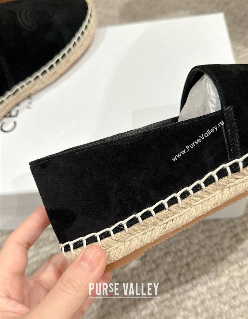 Celine Espadrilles Flats with Triomphe in Suede Black 2025 0220 (SS-250220022)