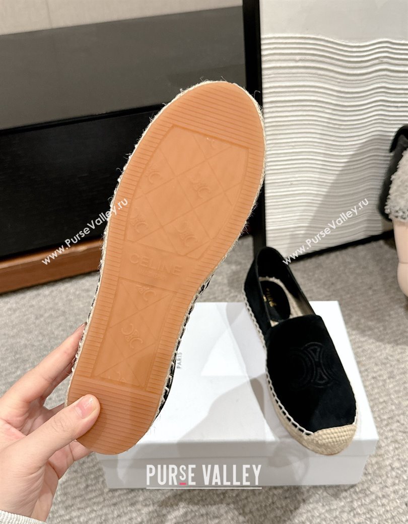 Celine Espadrilles Flats with Triomphe in Suede Black 2025 0220 (SS-250220022)