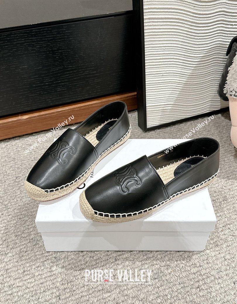 Celine Espadrilles Flats with Triomphe in Lambskin Leather Black 2025 0220 (SS-250220024)