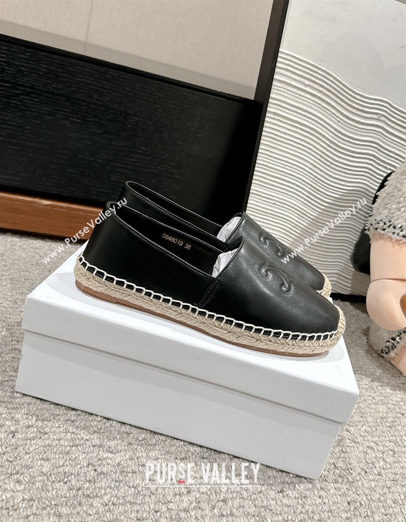 Celine Espadrilles Flats with Triomphe in Lambskin Leather Black 2025 0220 (SS-250220024)