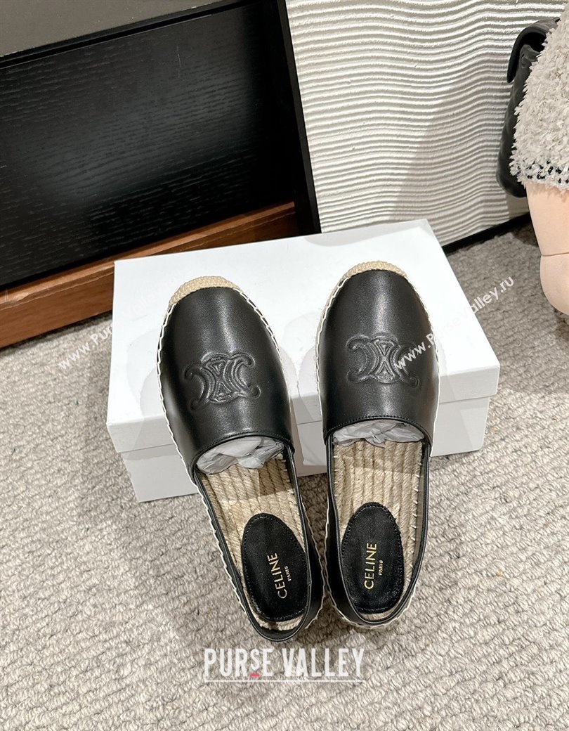 Celine Espadrilles Flats with Triomphe in Lambskin Leather Black 2025 0220 (SS-250220024)