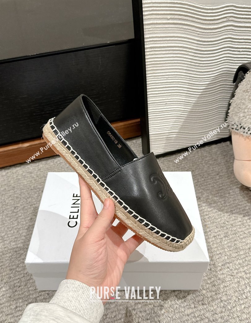 Celine Espadrilles Flats with Triomphe in Lambskin Leather Black 2025 0220 (SS-250220024)