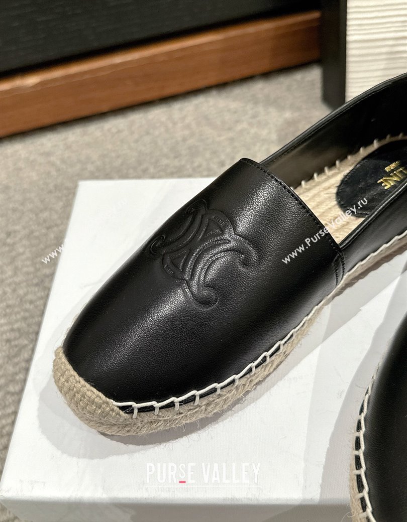 Celine Espadrilles Flats with Triomphe in Lambskin Leather Black 2025 0220 (SS-250220024)