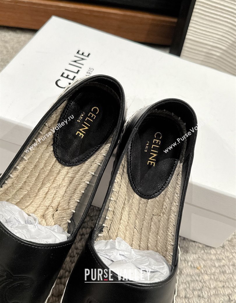 Celine Espadrilles Flats with Triomphe in Lambskin Leather Black 2025 0220 (SS-250220024)
