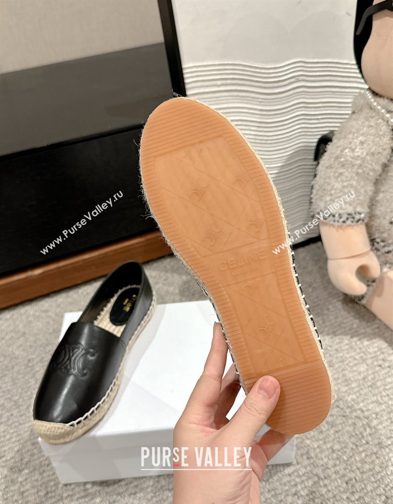 Celine Espadrilles Flats with Triomphe in Lambskin Leather Black 2025 0220 (SS-250220024)