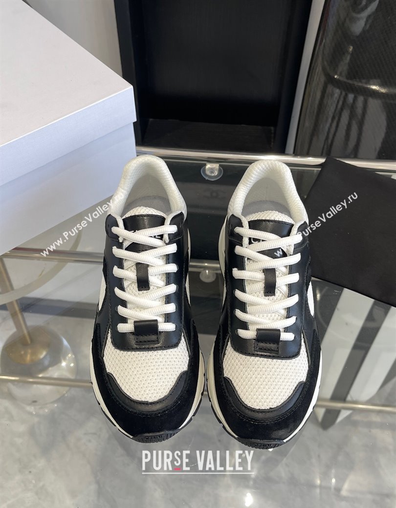 Celine Runner CR-03 Low Lace-up Sneakers in Mesh, Suede and Calfskin Black/White 2025 (KL-250220008)