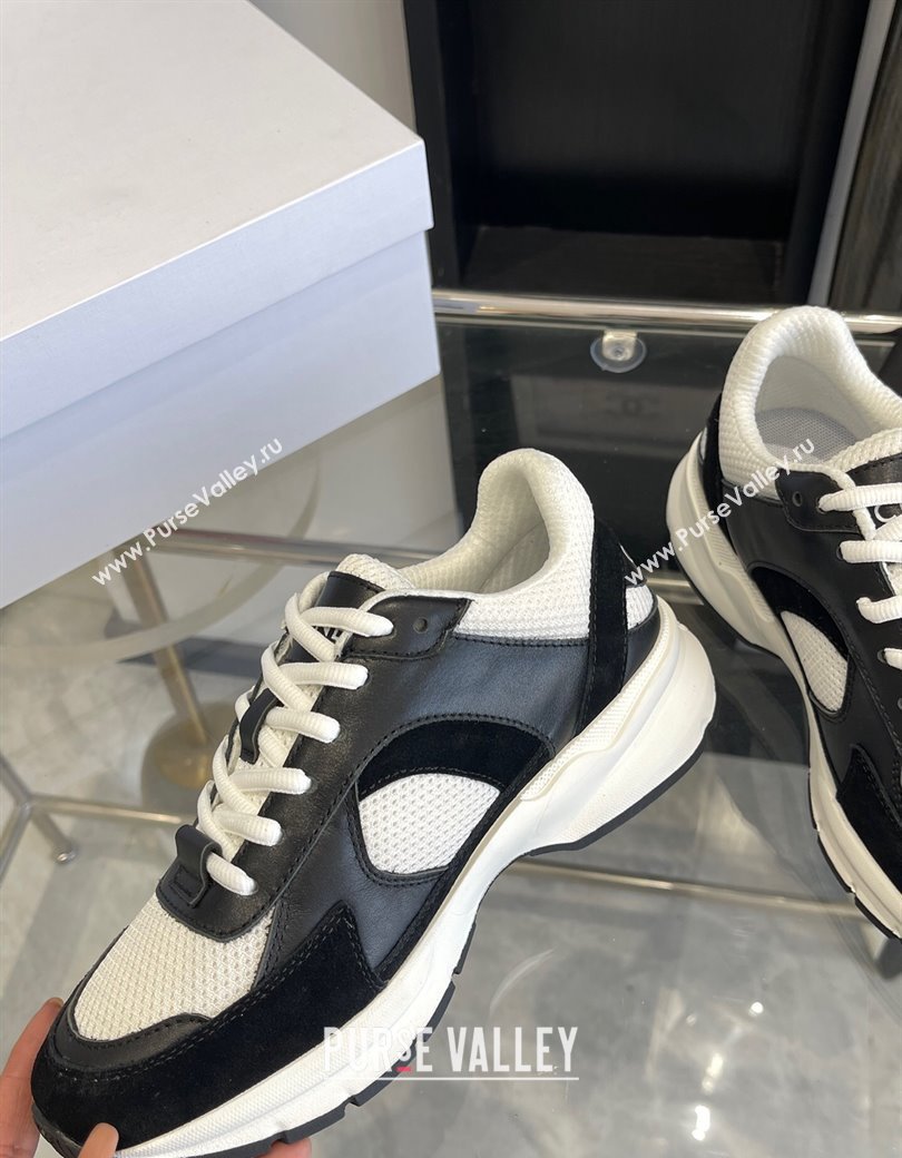 Celine Runner CR-03 Low Lace-up Sneakers in Mesh, Suede and Calfskin Black/White 2025 (KL-250220008)