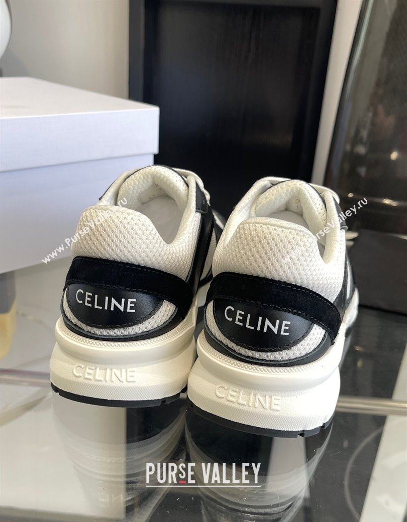 Celine Runner CR-03 Low Lace-up Sneakers in Mesh, Suede and Calfskin Black/White 2025 (KL-250220008)