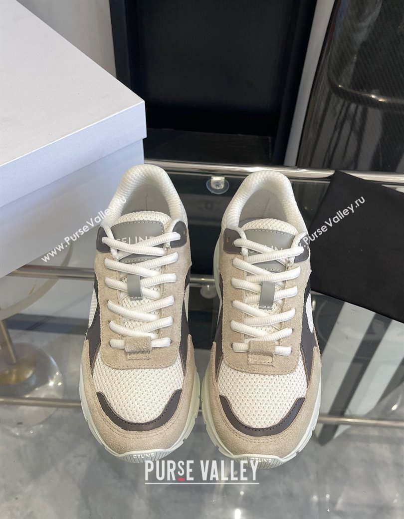 Celine Runner CR-03 Low Lace-up Sneakers in Mesh, Suede and Calfskin Beige/Dark Grey 2025 (KL-250220010)