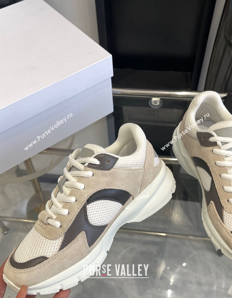 Celine Runner CR-03 Low Lace-up Sneakers in Mesh, Suede and Calfskin Beige/Dark Grey 2025 (KL-250220010)