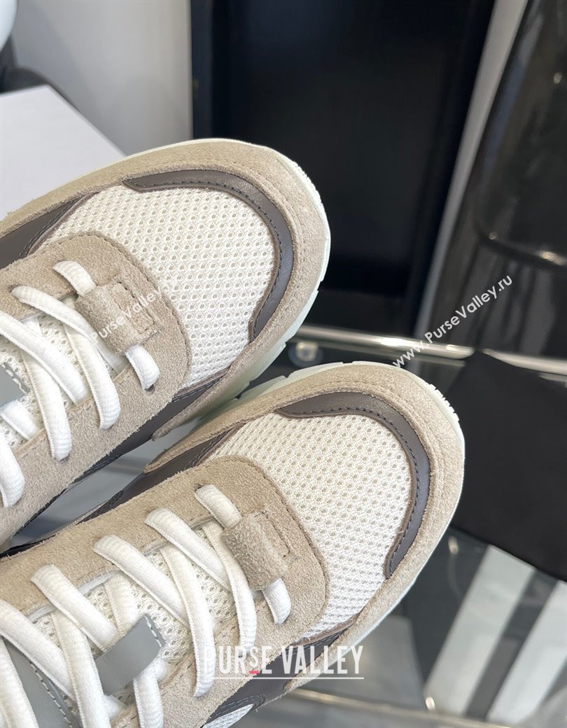 Celine Runner CR-03 Low Lace-up Sneakers in Mesh, Suede and Calfskin Beige/Dark Grey 2025 (KL-250220010)