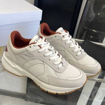 Celine Runner CR-03 Low Lace-up Sneakers in Mesh, Suede and Calfskin Light Grey 2025 (KL-250220011)