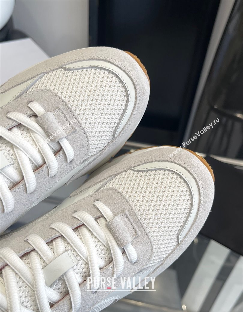 Celine Runner CR-03 Low Lace-up Sneakers in Mesh, Suede and Calfskin Light Grey 2025 (KL-250220011)