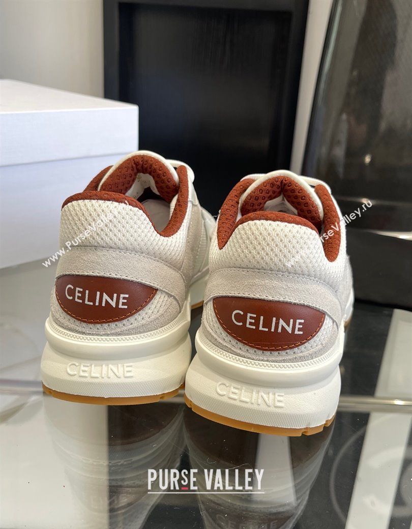 Celine Runner CR-03 Low Lace-up Sneakers in Mesh, Suede and Calfskin Light Grey 2025 (KL-250220011)