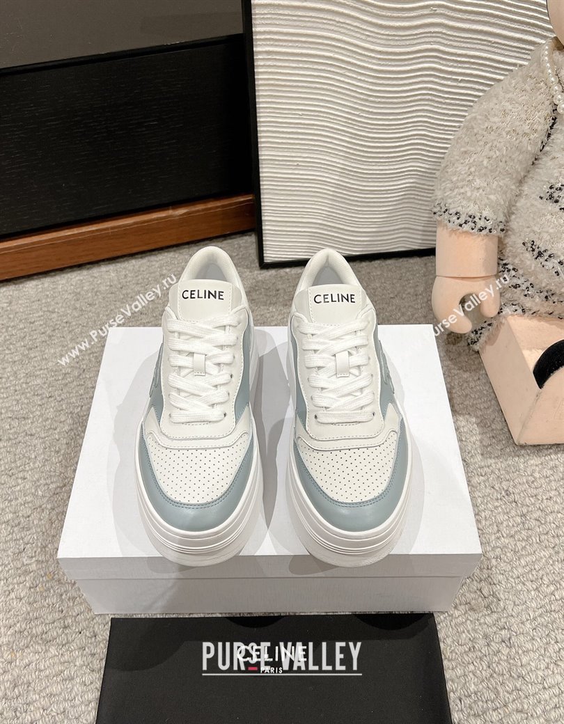 Celine Block Platform Sneakers 5cm with Triomphe in Calfskin Ice Blue 2025 (SS-250220012)