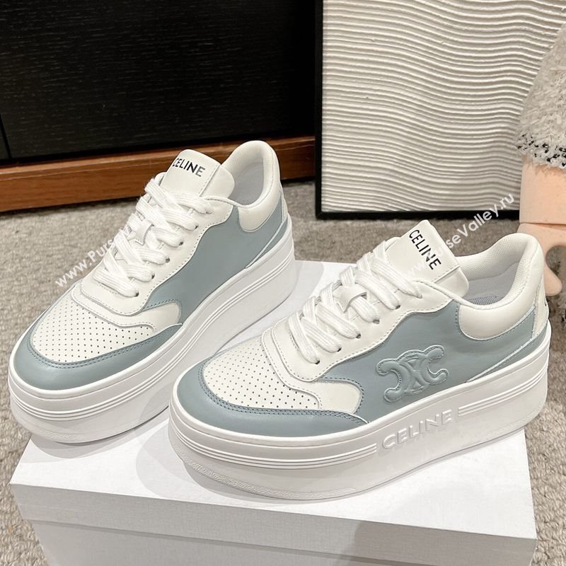 Celine Block Platform Sneakers 5cm with Triomphe in Calfskin Ice Blue 2025 (SS-250220012)