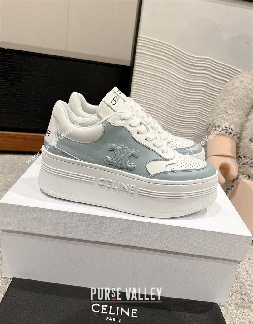 Celine Block Platform Sneakers 5cm with Triomphe in Calfskin Ice Blue 2025 (SS-250220012)