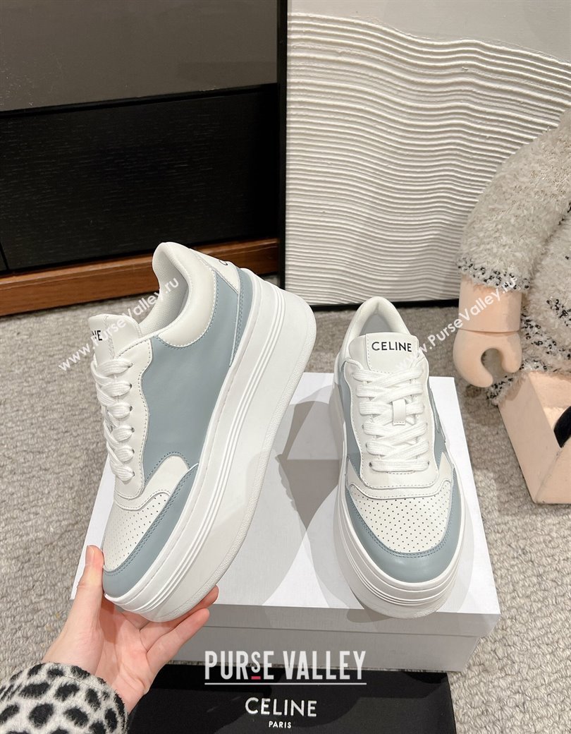 Celine Block Platform Sneakers 5cm with Triomphe in Calfskin Ice Blue 2025 (SS-250220012)