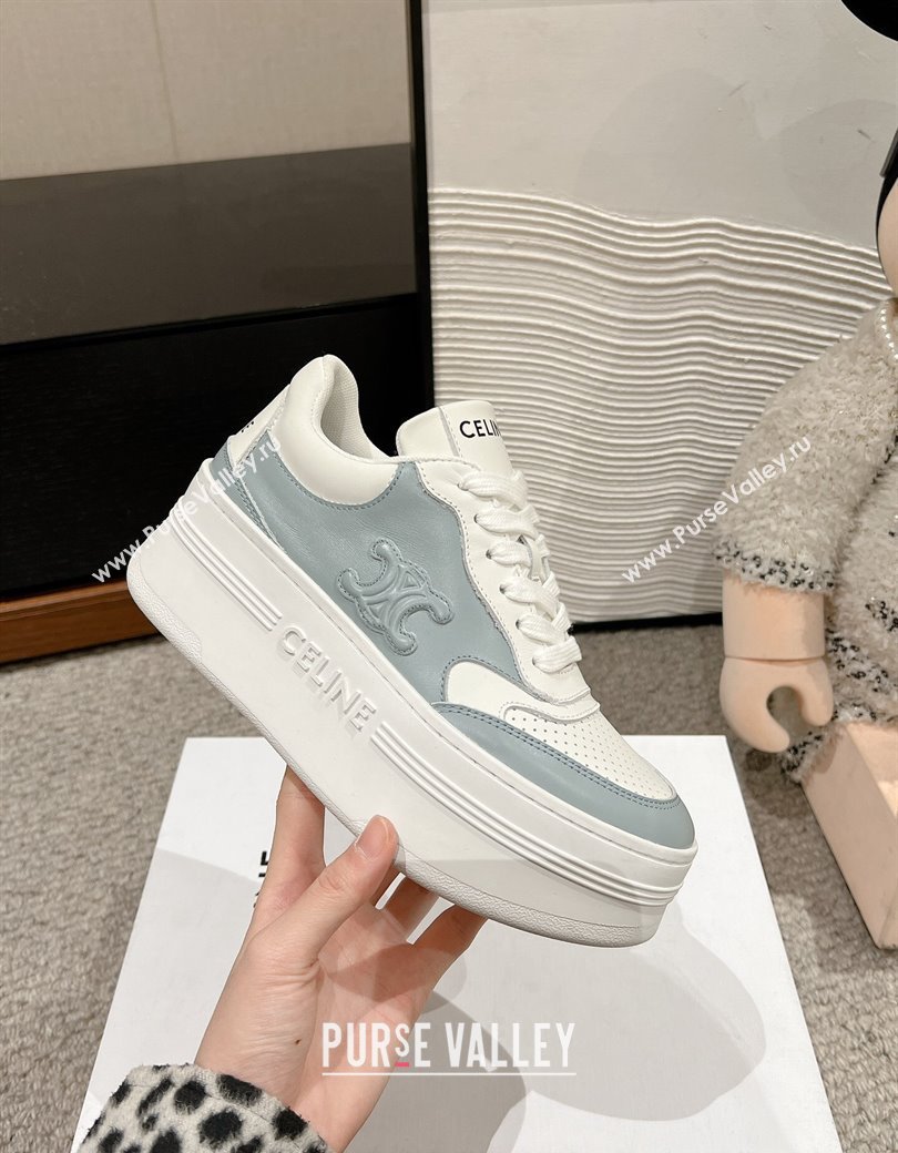 Celine Block Platform Sneakers 5cm with Triomphe in Calfskin Ice Blue 2025 (SS-250220012)