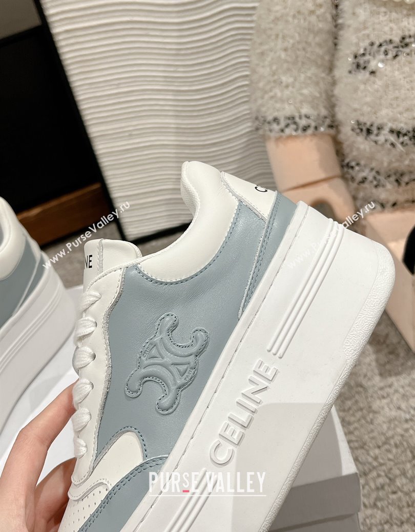 Celine Block Platform Sneakers 5cm with Triomphe in Calfskin Ice Blue 2025 (SS-250220012)