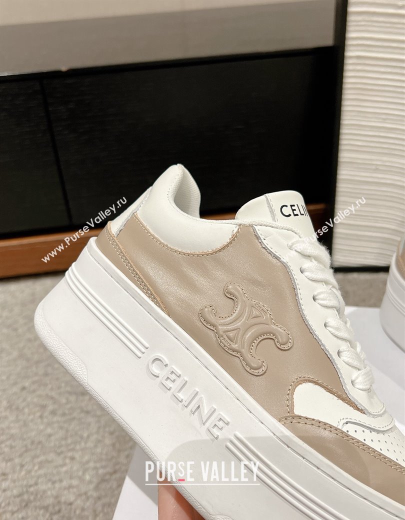 Celine Block Platform Sneakers 5cm with Triomphe in Calfskin Beige 2025 (SS-250220013)