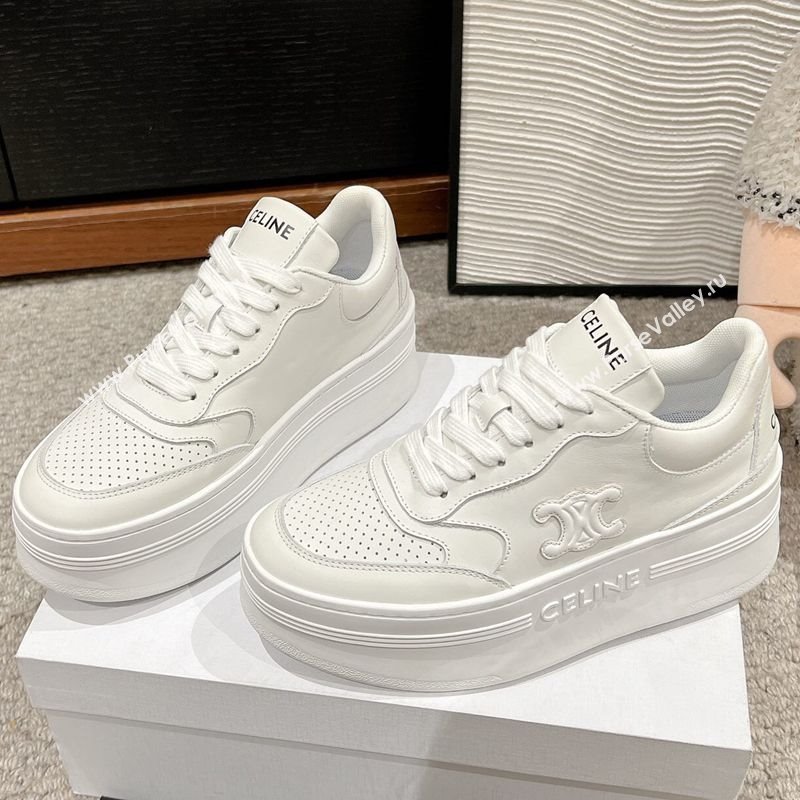 Celine Block Platform Sneakers 5cm with Triomphe in Calfskin Optic White 2025 (SS-250220014)