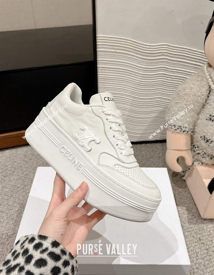 Celine Block Platform Sneakers 5cm with Triomphe in Calfskin Optic White 2025 (SS-250220014)
