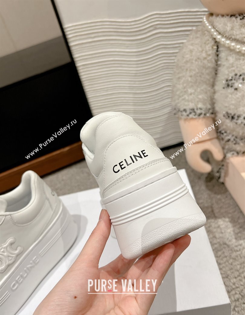 Celine Block Platform Sneakers 5cm with Triomphe in Calfskin Optic White 2025 (SS-250220014)