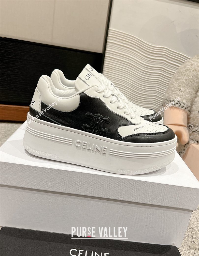 Celine Block Platform Sneakers 5cm with Triomphe in Calfskin White/Black 2025 (SS-250220015)