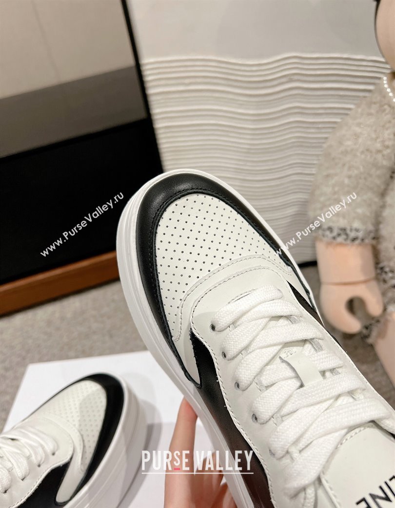 Celine Block Platform Sneakers 5cm with Triomphe in Calfskin White/Black 2025 (SS-250220015)