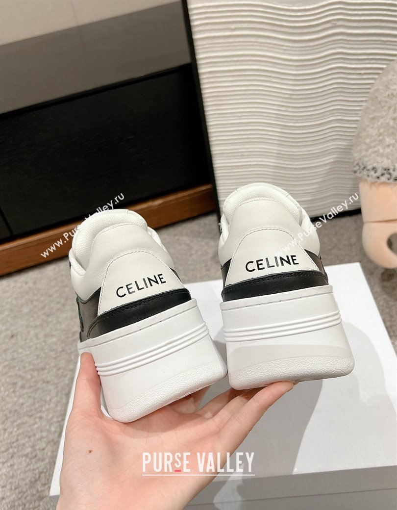 Celine Block Platform Sneakers 5cm with Triomphe in Calfskin White/Black 2025 (SS-250220015)