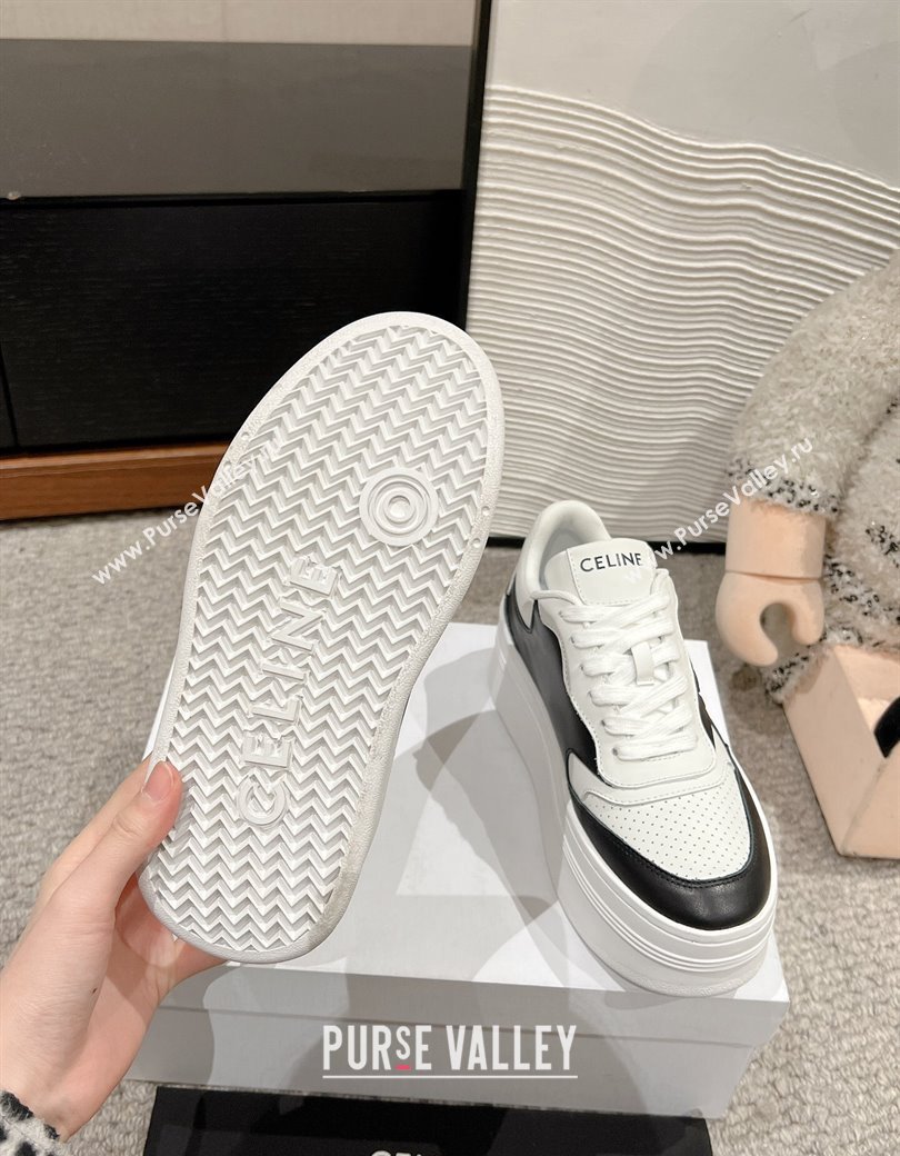 Celine Block Platform Sneakers 5cm with Triomphe in Calfskin White/Black 2025 (SS-250220015)