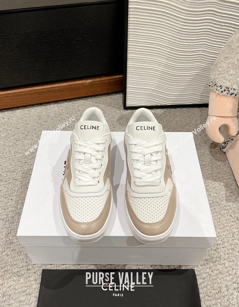 Celine Block Low-top Sneakers with Triomphe in Calfskin Beige 2025 (SS-250220016)