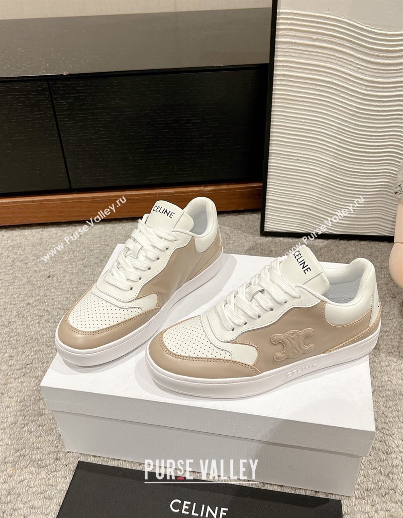 Celine Block Low-top Sneakers with Triomphe in Calfskin Beige 2025 (SS-250220016)