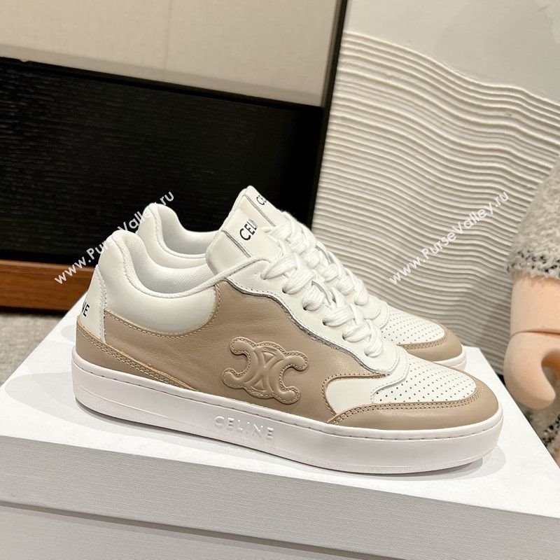 Celine Block Low-top Sneakers with Triomphe in Calfskin Beige 2025 (SS-250220016)