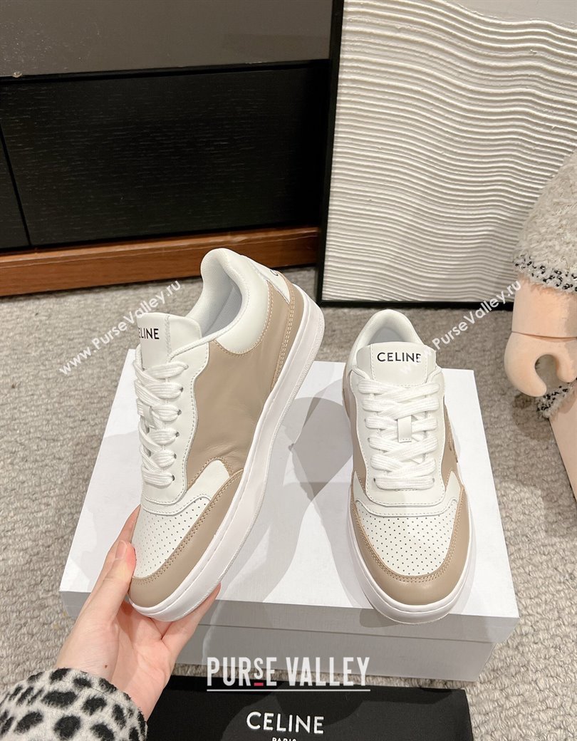 Celine Block Low-top Sneakers with Triomphe in Calfskin Beige 2025 (SS-250220016)