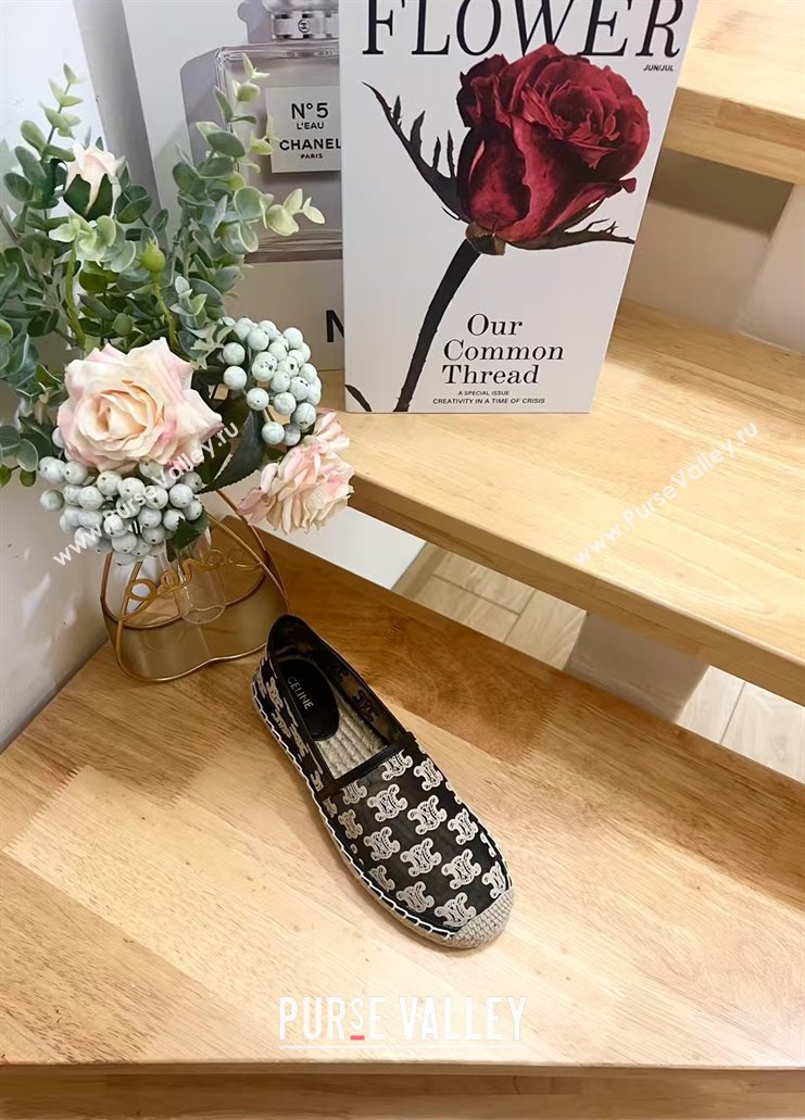 Celine Espadrilles Flat in Triomphe Logo Mesh Black 2025 (JD-250428114)
