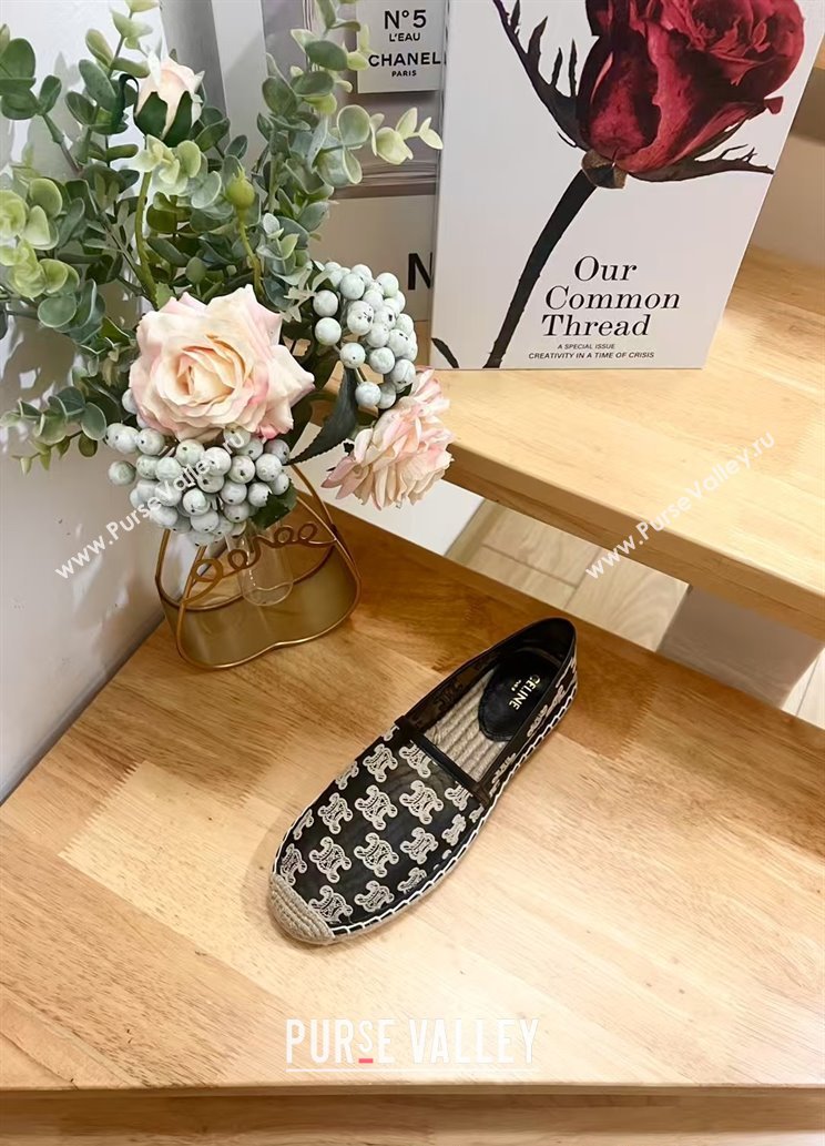 Celine Espadrilles Flat in Triomphe Logo Mesh Black 2025 (JD-250428114)