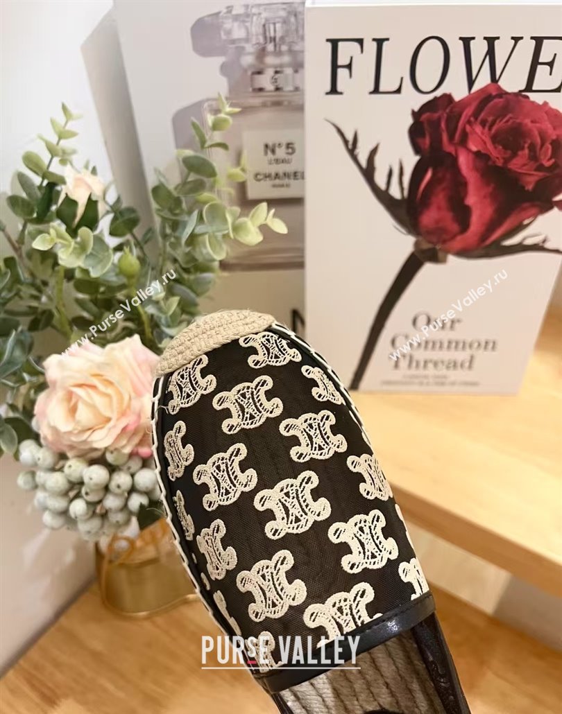 Celine Espadrilles Flat in Triomphe Logo Mesh Black 2025 (JD-250428114)