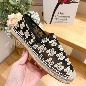 Celine Espadrilles Flat in Triomphe Logo Mesh Black 2025 (JD-250428114)