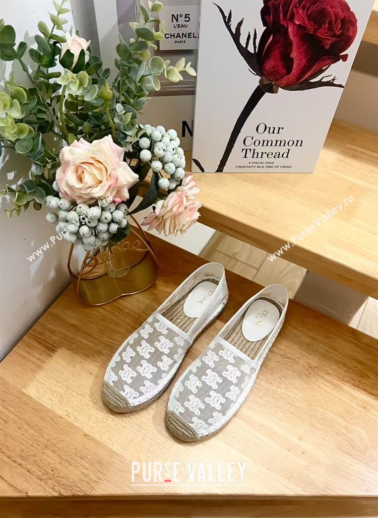 Celine Espadrilles Flat in Triomphe Logo Mesh White 2025 (JD-250428115)