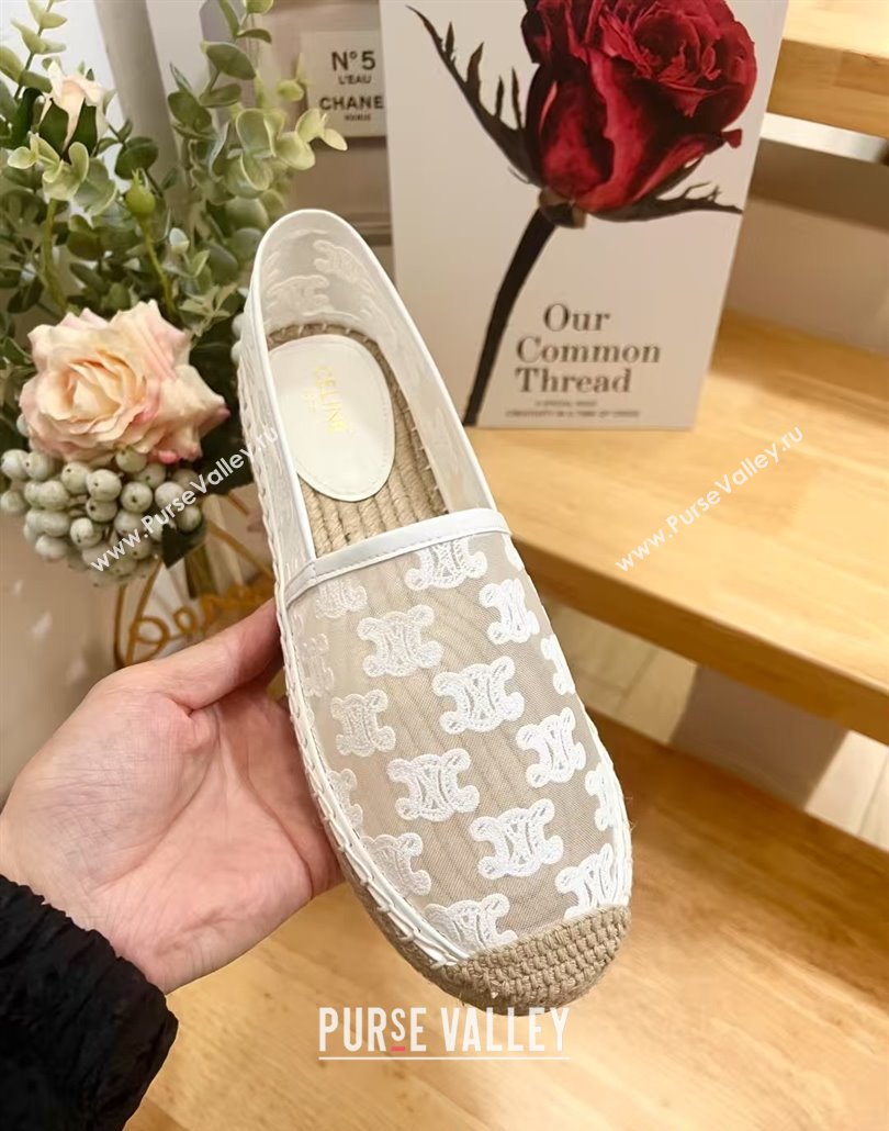 Celine Espadrilles Flat in Triomphe Logo Mesh White 2025 (JD-250428115)