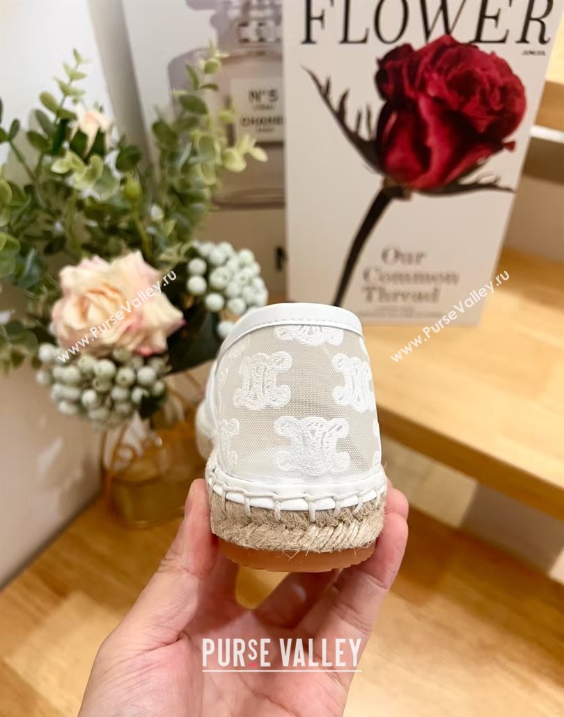 Celine Espadrilles Flat in Triomphe Logo Mesh White 2025 (JD-250428115)