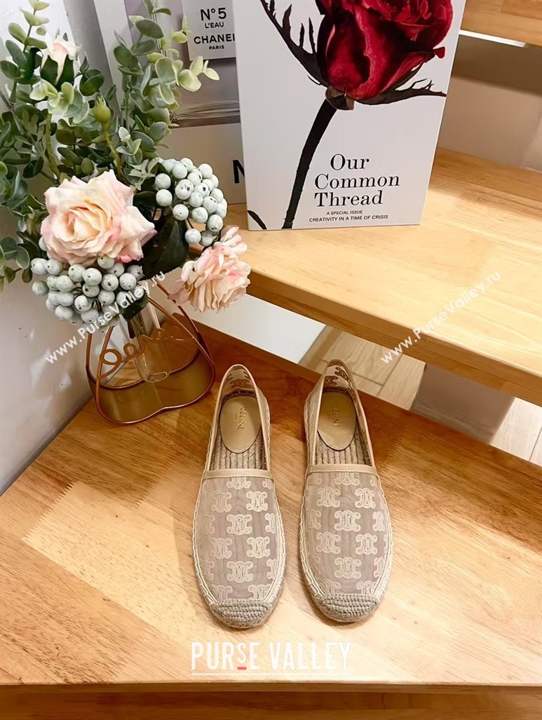 Celine Espadrilles Flat in Triomphe Logo Mesh Nude 2025 (JD-250428116)