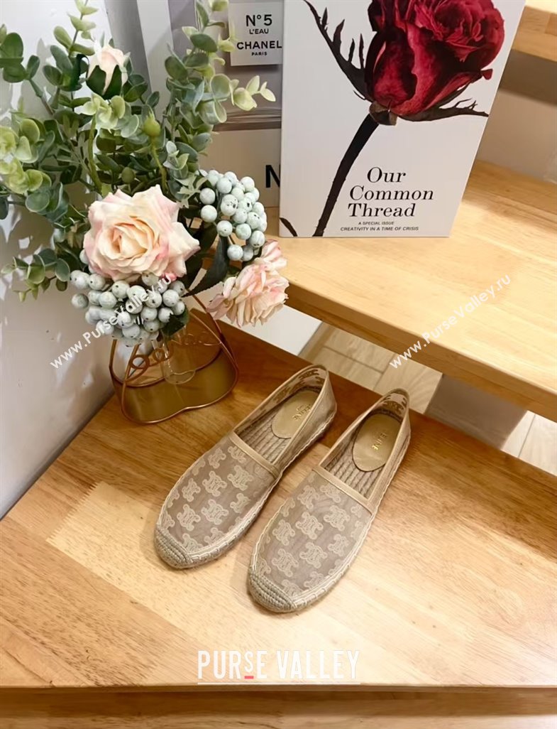 Celine Espadrilles Flat in Triomphe Logo Mesh Nude 2025 (JD-250428116)