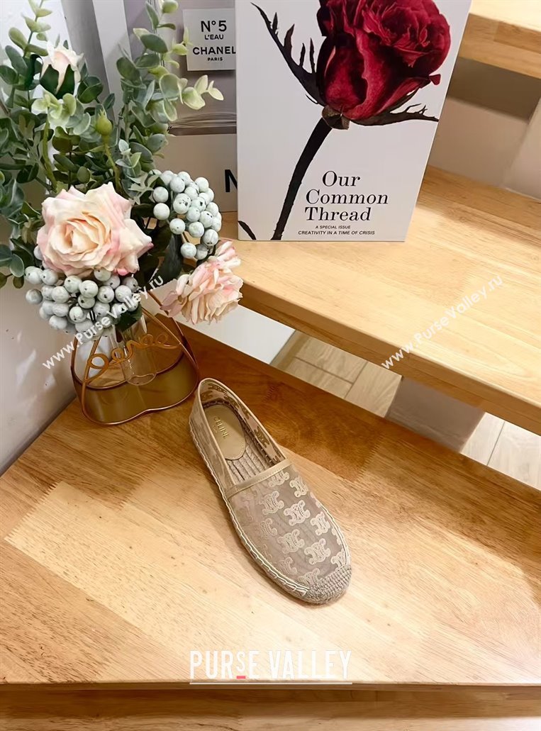 Celine Espadrilles Flat in Triomphe Logo Mesh Nude 2025 (JD-250428116)